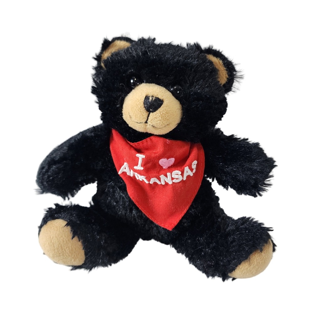 Giftable World I Love Arkansas Black Bear Plush 7 inch Souvenir B01004 Black Red
